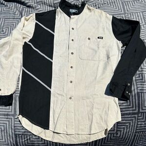 Vintage 90s Brooks & Dunn Button Down Panhandle Slim Collarless Nehru Style Rare